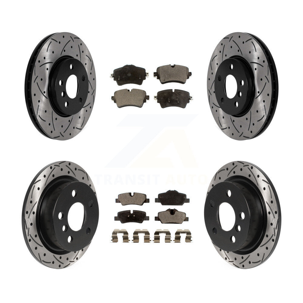 Front Rear Drill Slot Brake Rotors Ceramic Pad Kit For 2022 Mini Cooper S with GAS engine KDT-101929
