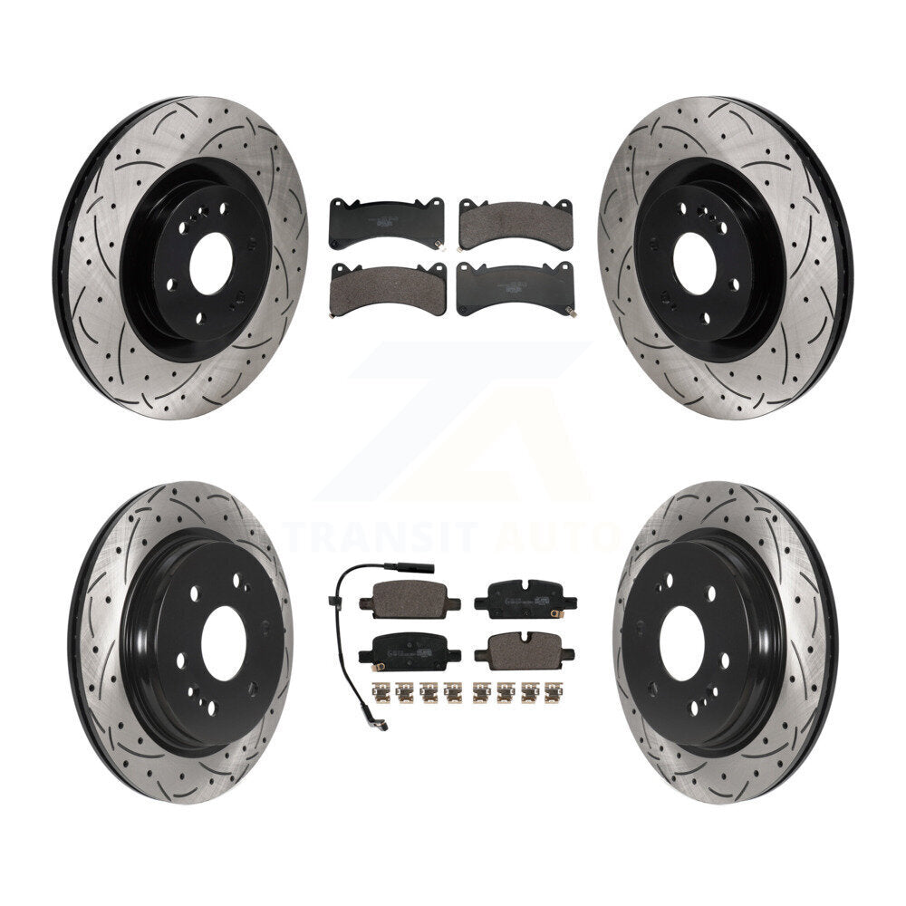 Front Rear Drill Slot Brake Rotor Ceramic Pad Kit For GMC Sierra 1500 Chevrolet Silverado KDT-101932