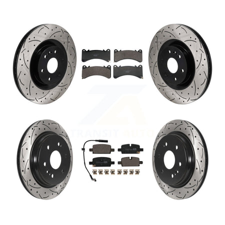 Front Rear Drill Slot Brake Rotor Ceramic Pad Kit For GMC Sierra 1500 Chevrolet Silverado KDT-101932