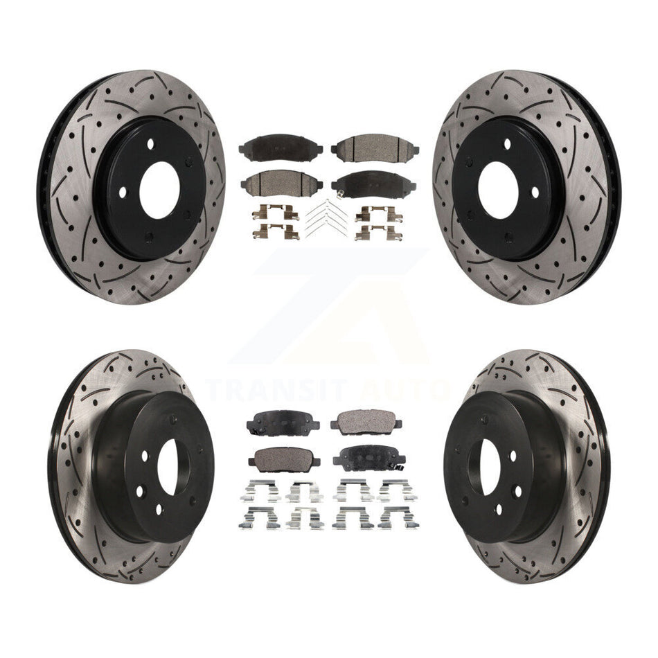 Front Rear Coated Drilled Slotted Disc Brake Rotors And Ceramic Pads Kit For Nissan LEAF KDT-101934