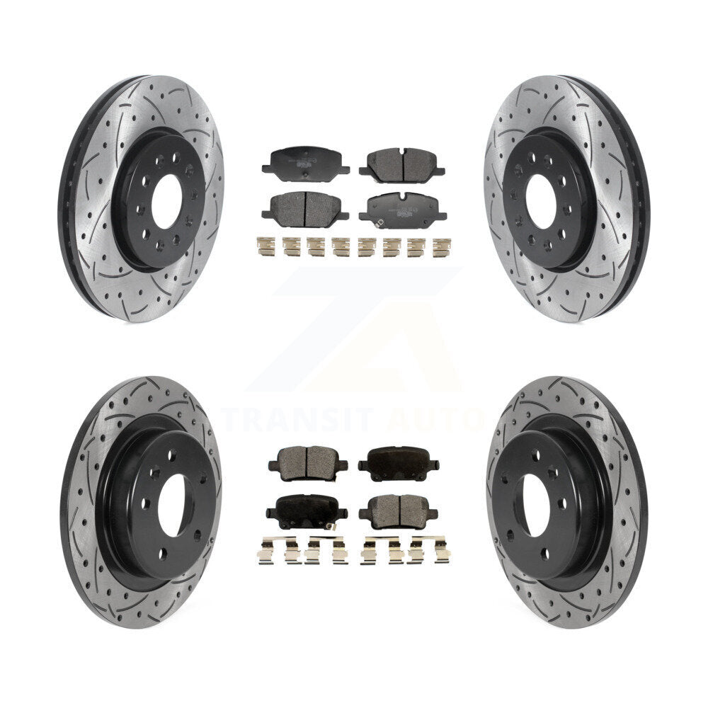 Front Rear Drilled Slot Disc Brake Rotors Ceramic Pad Kit For 2020 Chevrolet Equinox 2.0L KDT-101935