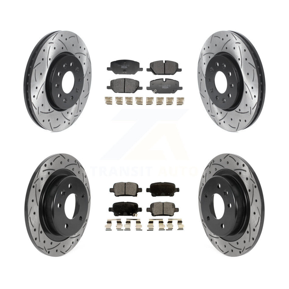Front Rear Drilled Slot Disc Brake Rotors Ceramic Pad Kit For 2020 Chevrolet Equinox 2.0L KDT-101935