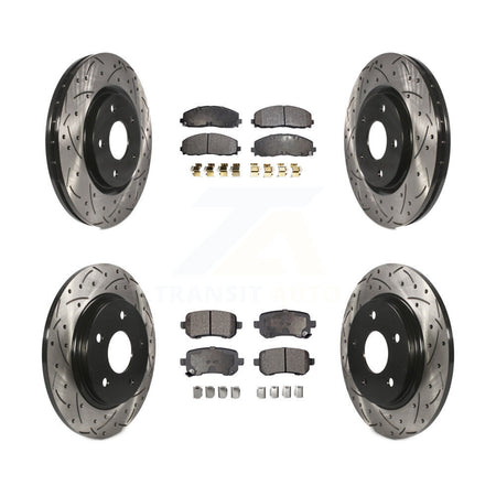 Front Rear Coated Drilled Slotted Disc Brake Rotors Ceramic Pad Kit For Volkswagen Routan KDT-101939