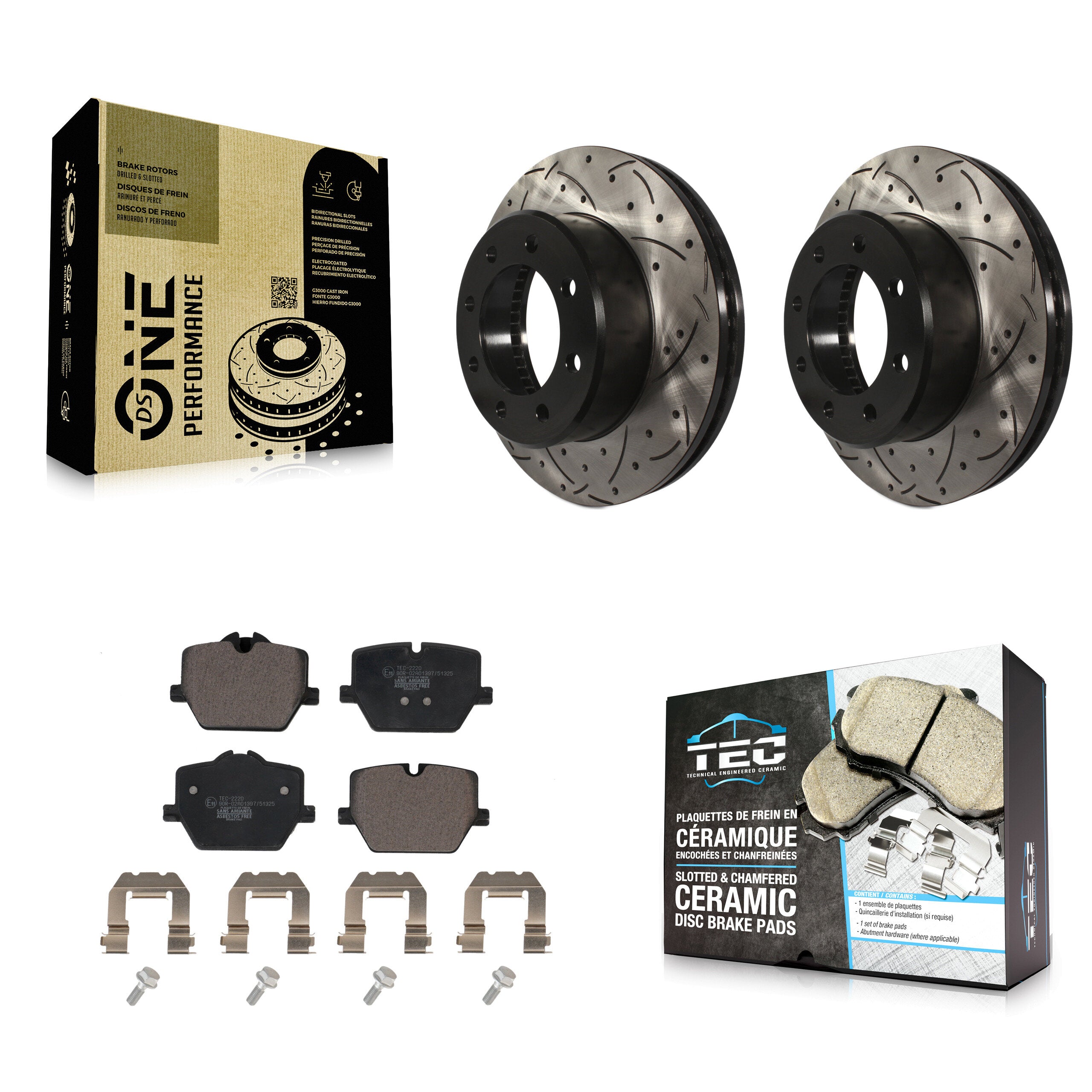 Front Drilled Slot Brake Rotor Ceramic Pad Kit For 23-24 Ram 3500 With Single Rear Wheels KDT-101951