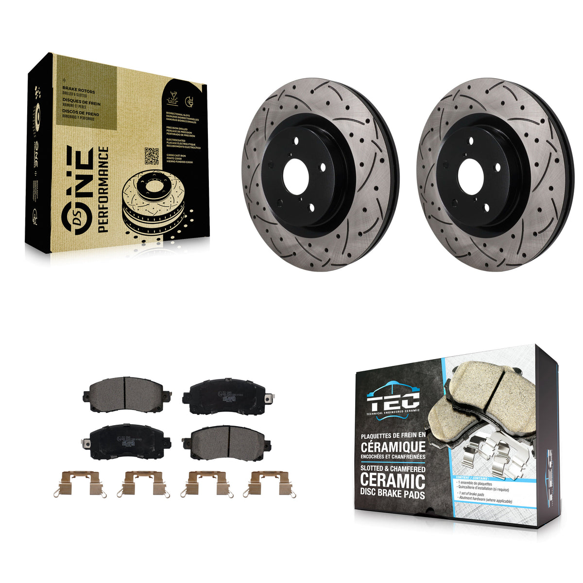 Front Drilled Slot Brake Rotors Ceramic Pad Kit For Subaru Forester Outback Crosstrek WRX KDT-101952