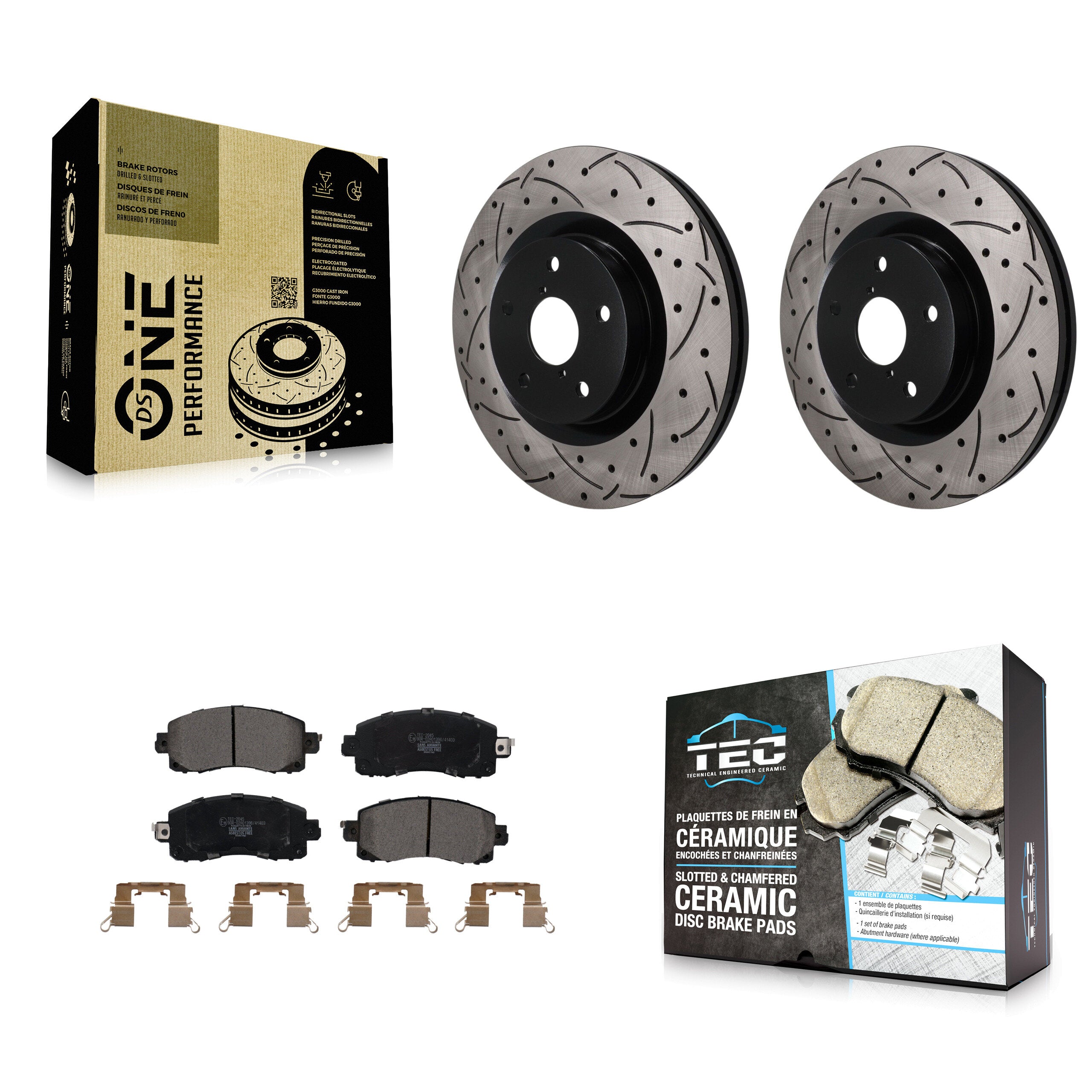 Front Drilled Slot Brake Rotors Ceramic Pad Kit For Subaru Forester Outback Crosstrek WRX KDT-101952