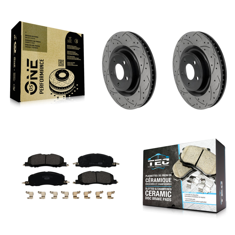 Front Coat Drill Slot Disc Brake Rotors Ceramic Pad Kit For Ford Explorer Lincoln Aviator KDT-101954