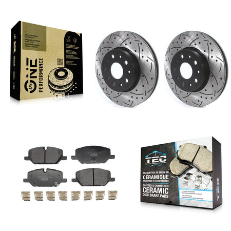 Front Coated Drilled Slotted Disc Brake Rotor And Ceramic Pad Kit For Chevrolet Camaro LT KDT-101955