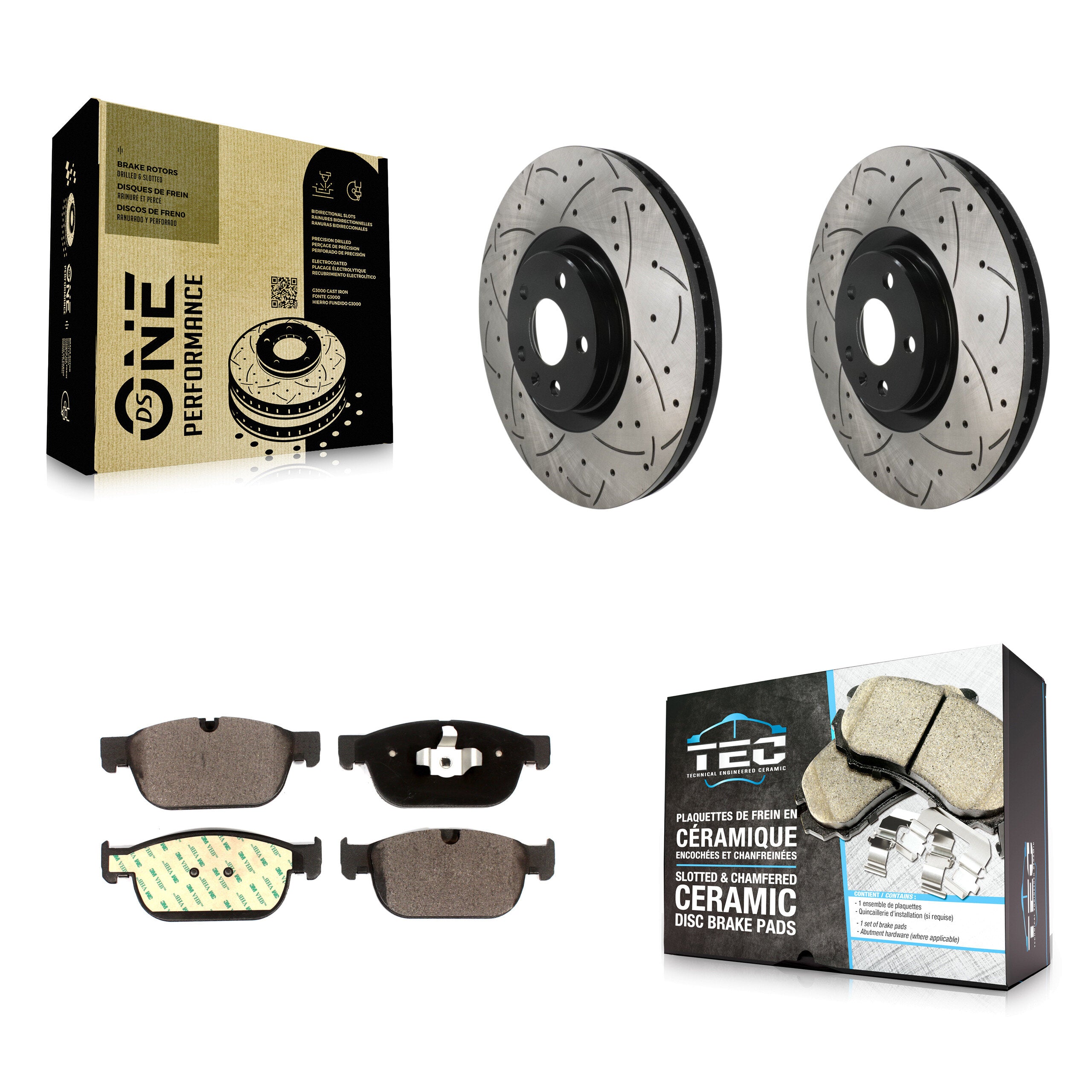 Front Drilled Slot Brake Rotors Ceramic Pad Kit For Volvo XC60 XC90 XC40 S60 Recharge C40 KDT-101959