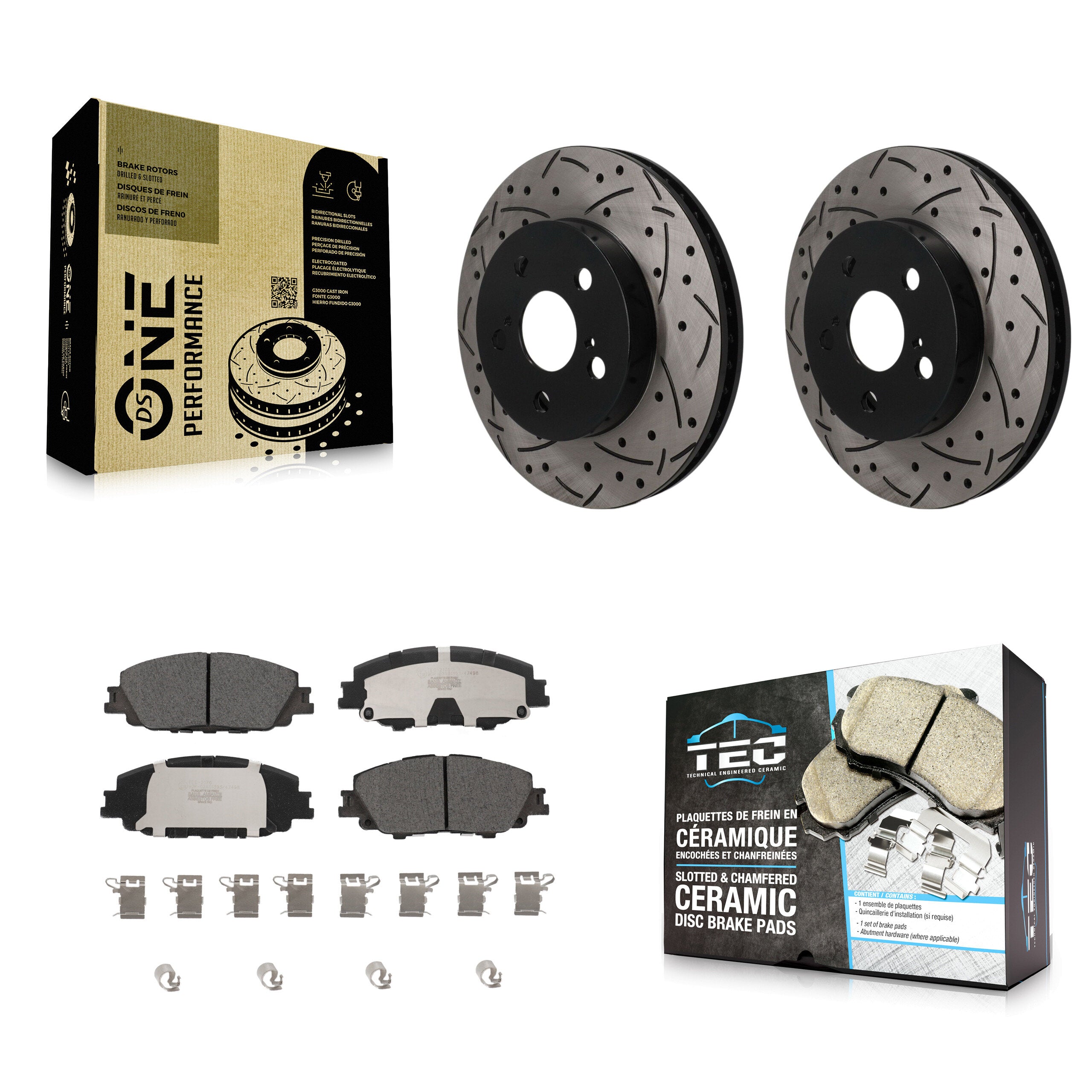 Front Coated Drilled Slotted Disc Brake Rotors And Ceramic Pads Kit For Toyota Corolla KDT-101971