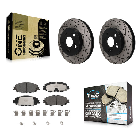 Front Coated Drilled Slotted Disc Brake Rotors And Ceramic Pads Kit For Toyota Corolla KDT-101971