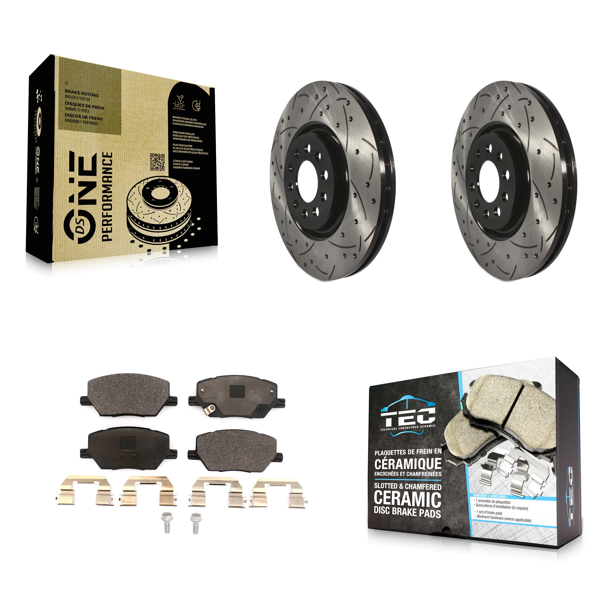 Front Coat Drill Slot Disc Brake Rotor Ceramic Pad Kit For 2023 Jeep Compass Dodge Hornet KDT-101974