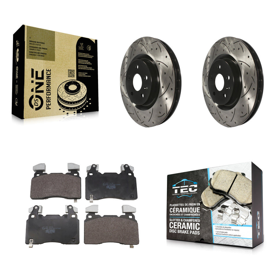 Front Coated Drilled Slotted Disc Brake Rotor And Ceramic Pad Kit For Chevrolet Camaro SS KDT-101980
