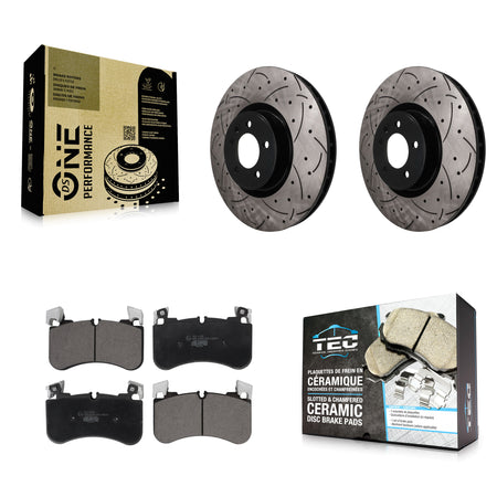 Front Coated Drilled Slotted Disc Brake Rotors Ceramic Pad Kit For Land Rover Range Sport KDT-101981