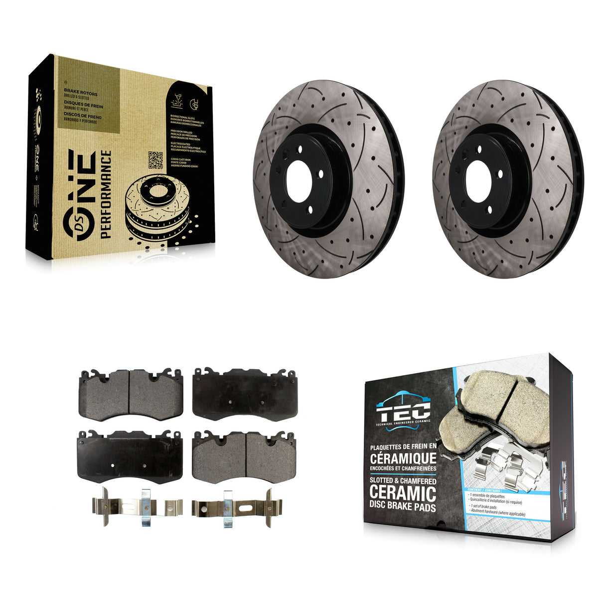 Front Coated Drilled Slotted Disc Brake Rotors Ceramic Pad Kit For Land Rover Range Sport KDT-101982