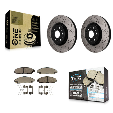 Front Coat Drill Slot Disc Brake Rotor Ceramic Pad Kit For Cadillac XT5 Buick Enclave XT6 KDT-101985