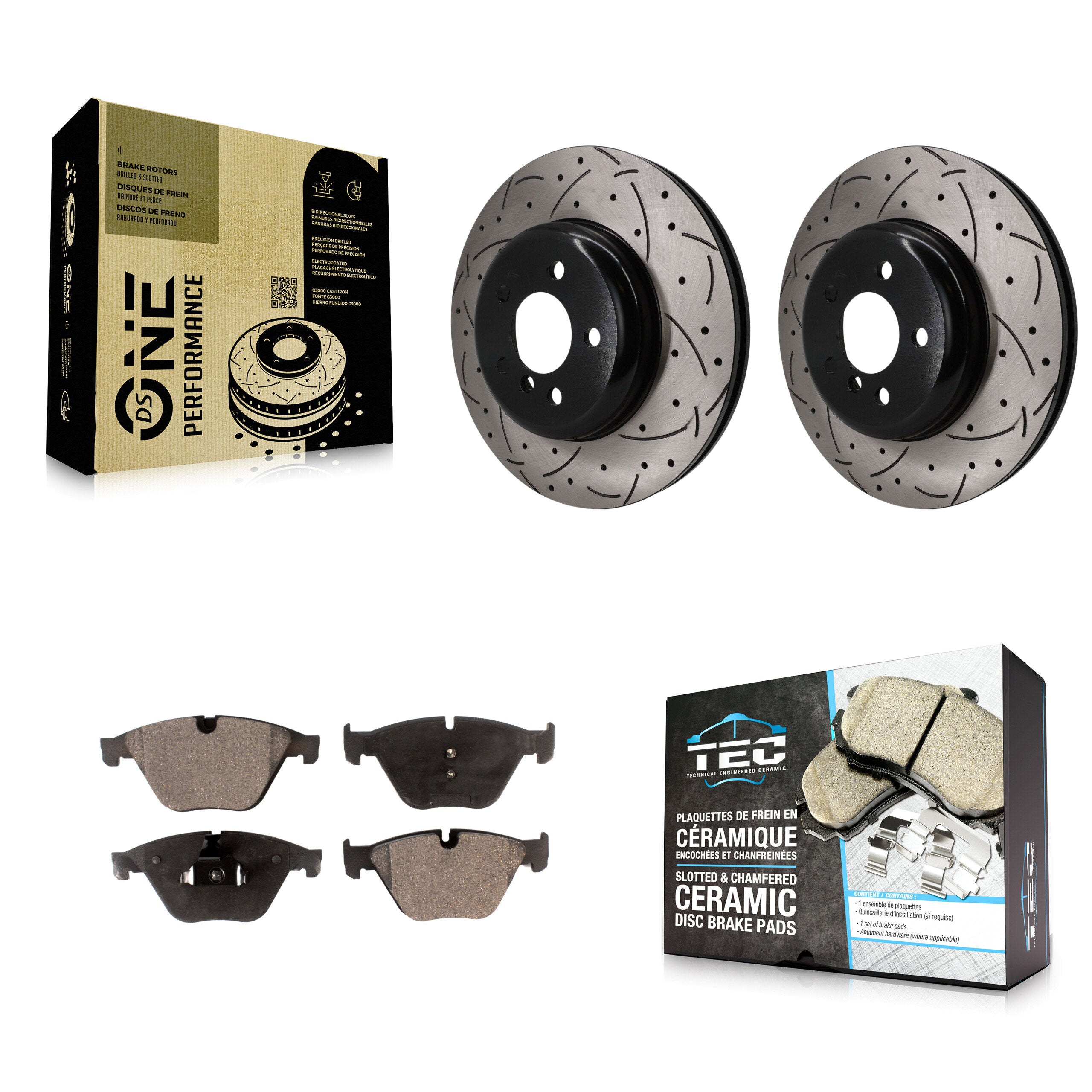 Front Drilled Slot Brake Rotor Ceramic Pad Kit For BMW 535i xDrive 535d 640i Gran Coupe 5 KDT-101994