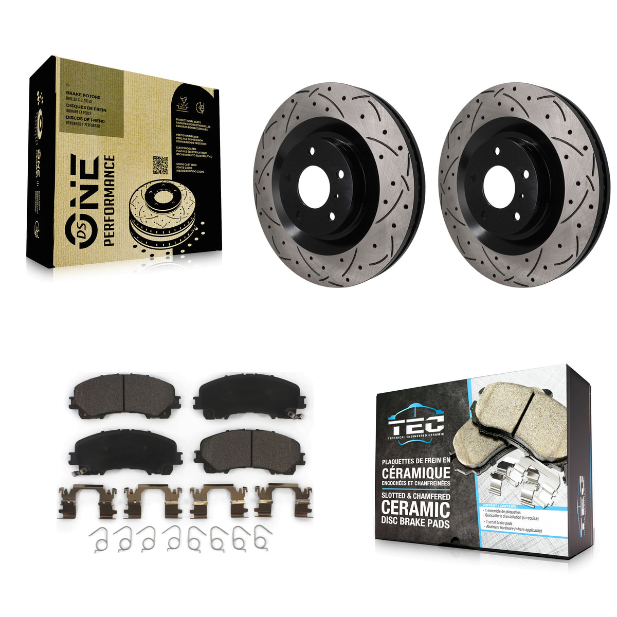 Front Coated Drilled Slotted Disc Brake Rotors And Ceramic Pad Kit For INFINITI QX50 QX55 KDT-101996