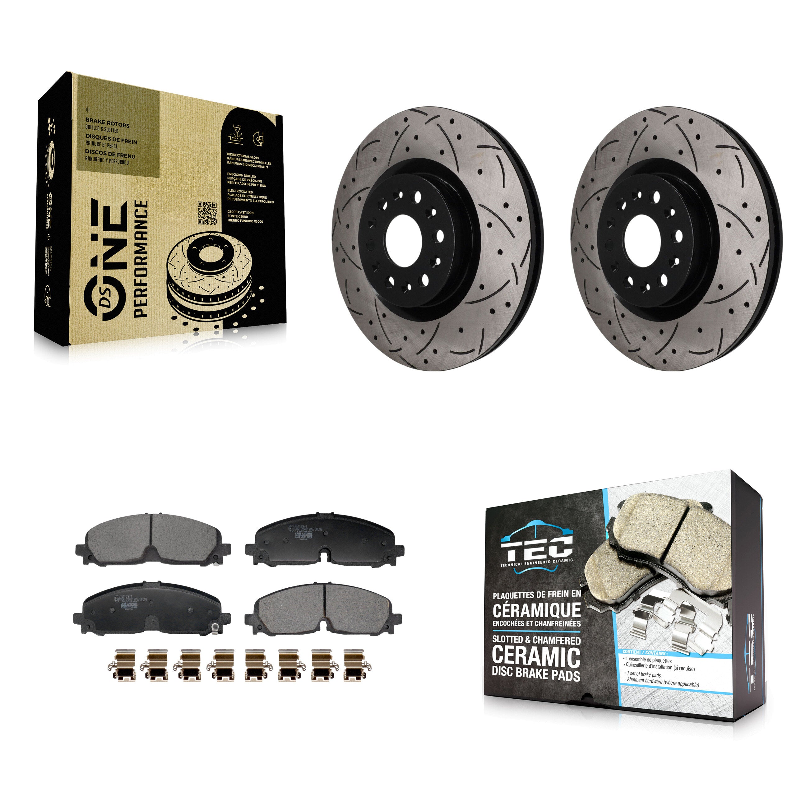 Front Drill Slot Disc Brake Rotor Ceramic Pad Kit For 2021 Cadillac XT5 Buick Enclave XT6 KDT-102011