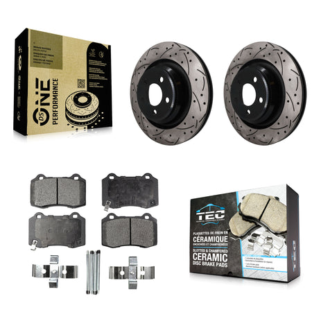 Rear Drilled Slot Brake Rotor & Ceramic Pad Kit For Dodge Charger Chrysler 300 Challenger KDT-102030