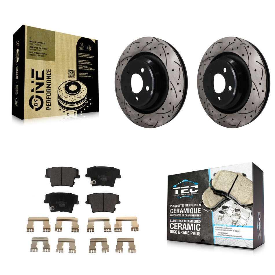 Rear Drill Slot Brake Rotors Ceramic Pad Kit For 15 Dodge Charger R T Scat Pack with 6.4L KDT-102032
