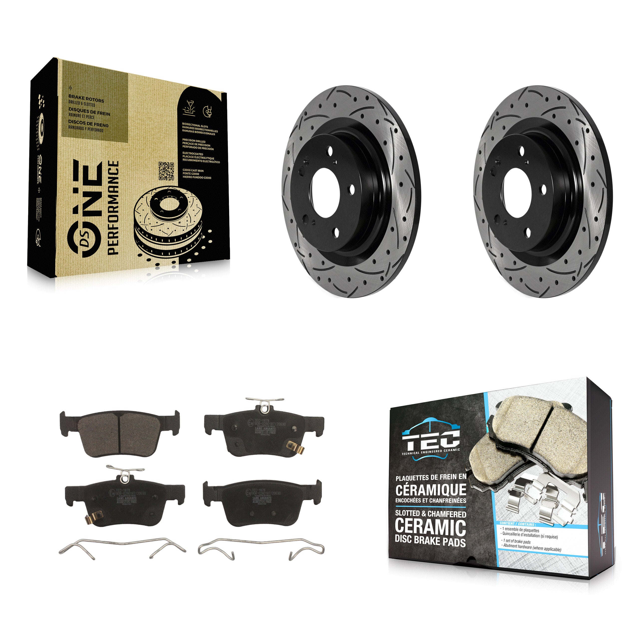 Rear Coated Drilled Slotted Disc Brake Rotors Ceramic Pad Kit For 2024 Acura Integra 1.5L KDT-102033
