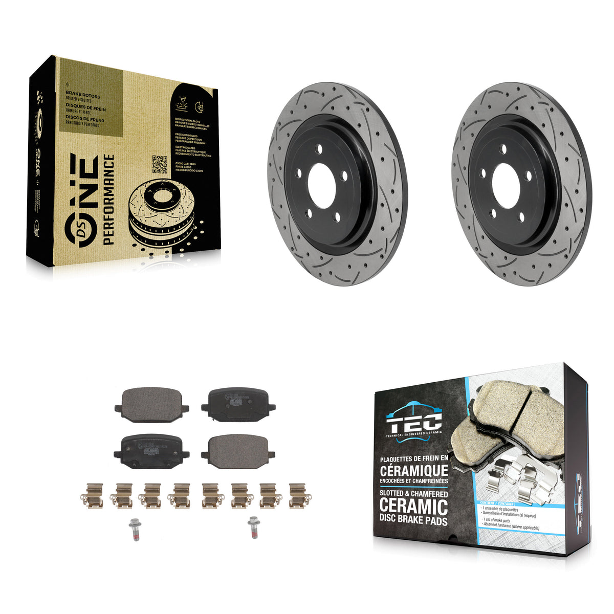Rear Drilled Slot Disc Brake Rotors Ceramic Pad Kit For 2022-2024 Ford Explorer 3.0L/2.3L KDT-102045