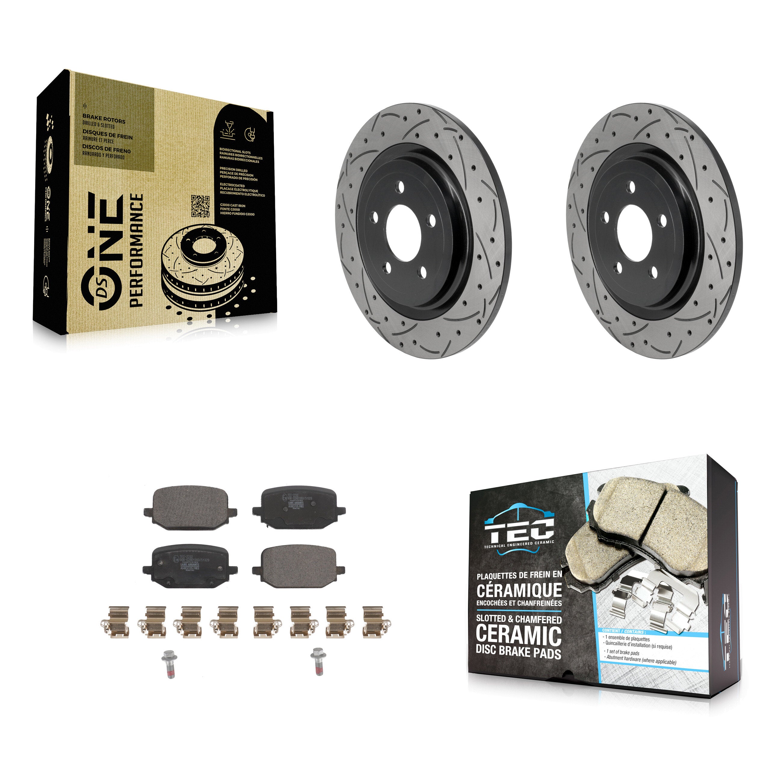 Rear Drilled Slot Disc Brake Rotors Ceramic Pad Kit For 2022-2024 Ford Explorer 3.0L/2.3L KDT-102045
