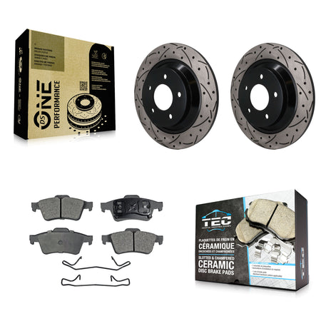 Rear Coated Drilled Slotted Disc Brake Rotors & Ceramic Pad Kit For 2006 Mazda 5 To 02 06 KDT-102049