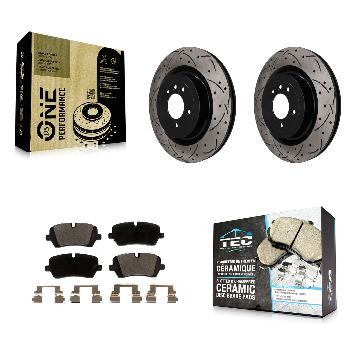 Rear Drilled Slot Brake Rotors Ceramic Pad Kit For Land Rover Range Sport Defender 110 90 KDT-102051