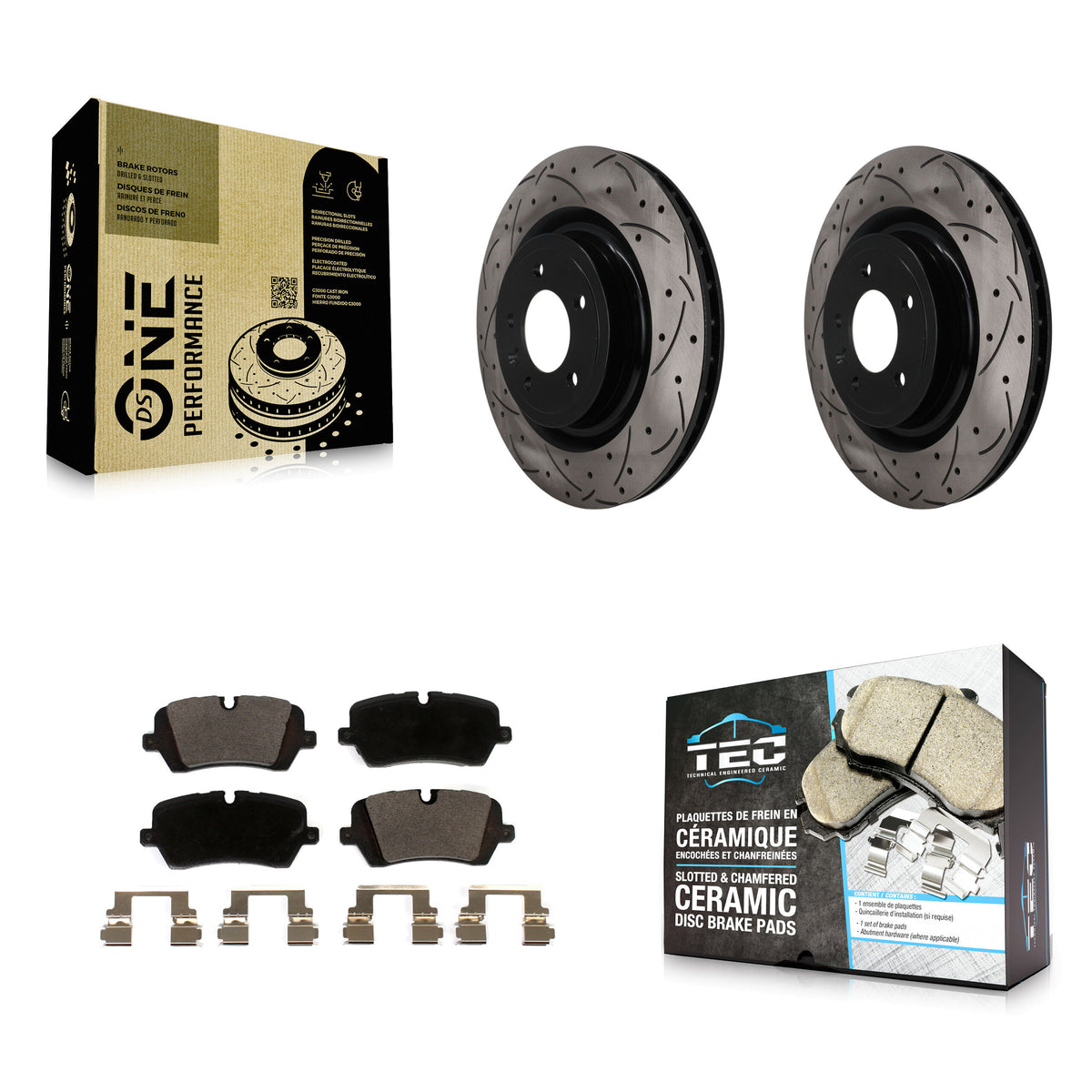 Rear Drilled Slot Disc Brake Rotor & Ceramic Pad Kit For Land Rover Range Sport Discovery KDT-102052