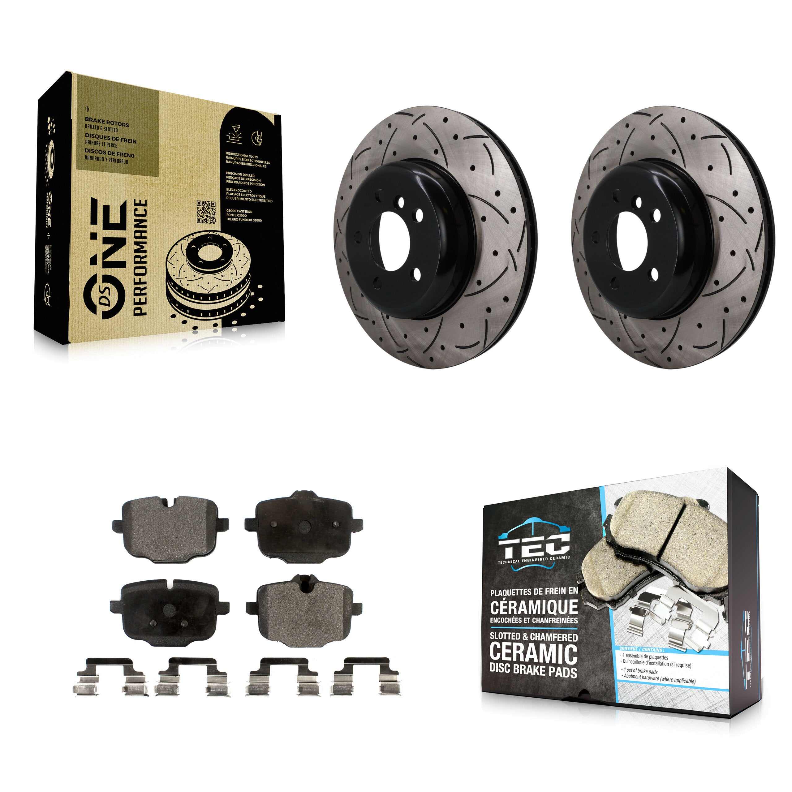 Rear Drill Slot Brake Rotor Ceramic Pad Kit For BMW 550i xDrive 650i Gran Coupe 640i 535i KDT-102057