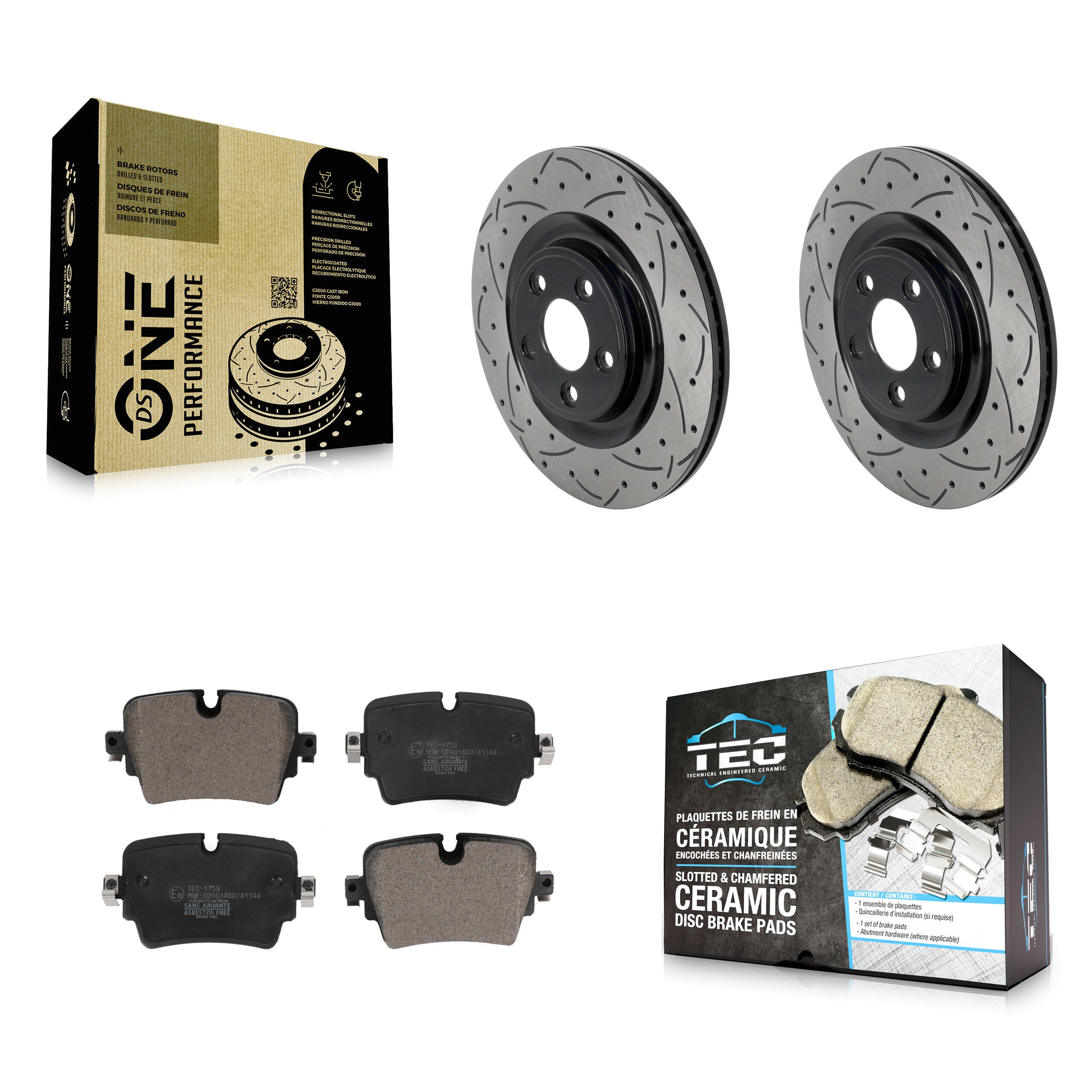 Rear Drill Slot Brake Rotors Ceramic Pad Kit For Jaguar XJ With 325mm Diameter Rotor KDT-102061