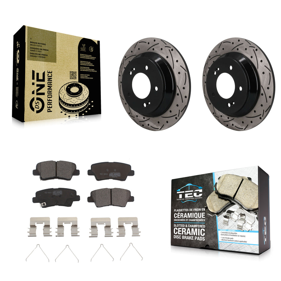 Rear Drill Slot Brake Rotors Ceramic Pad Kit For Hyundai Kona With Electric Parking KDT-102071