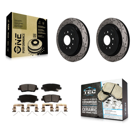 Rear Coated Drilled Slotted Disc Brake Rotors And Ceramic Pads Kit For Cadillac ATS KDT-102072