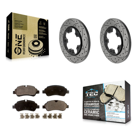 Rear Drill Slot Brake Rotors Ceramic Pad Kit For Ford Transit-250 Transit-150 Transit-350 KDT-102075