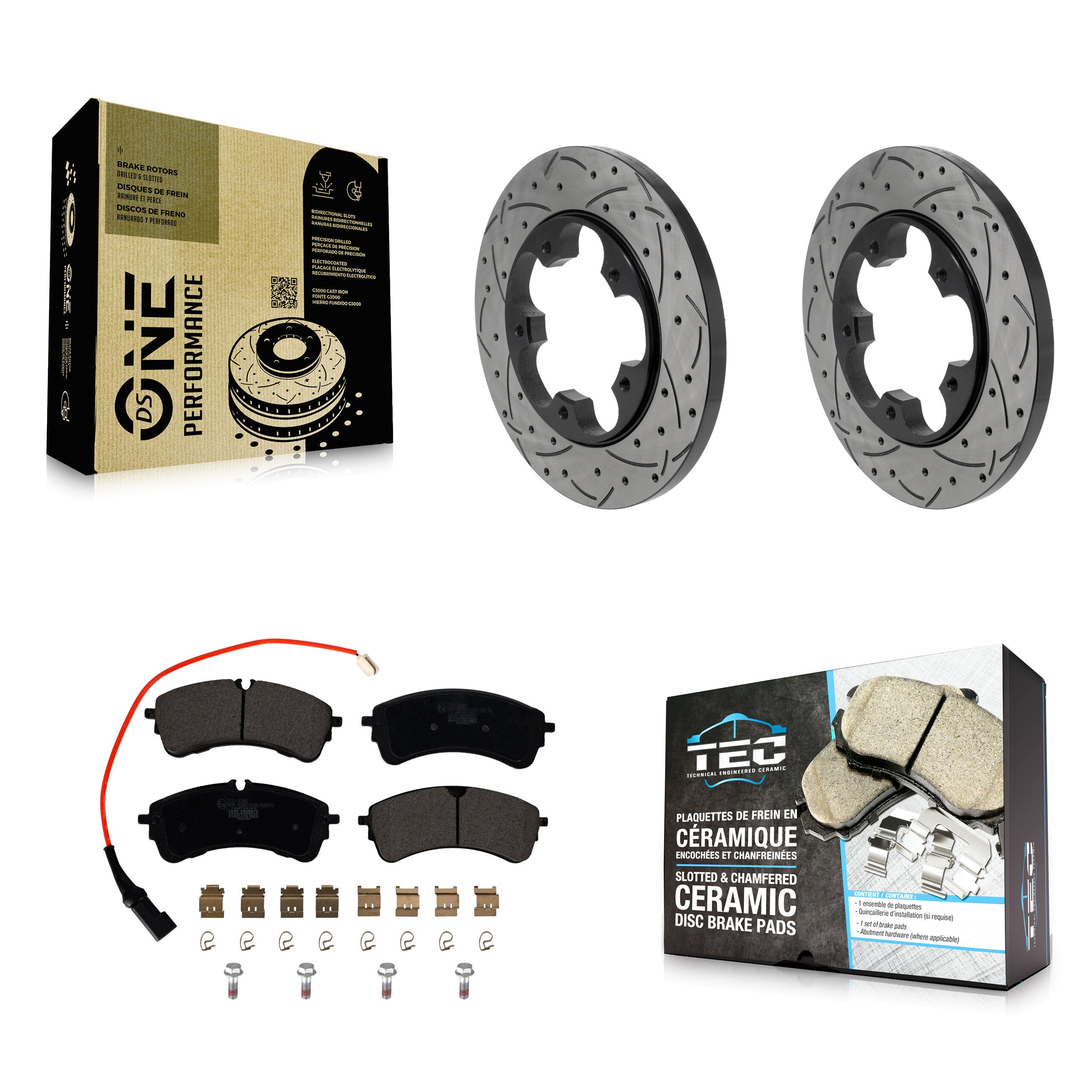 Rear Drill Slot Brake Rotors Ceramic Pad Kit For Ford Transit-250 Transit-150 Transit-350 KDT-102076