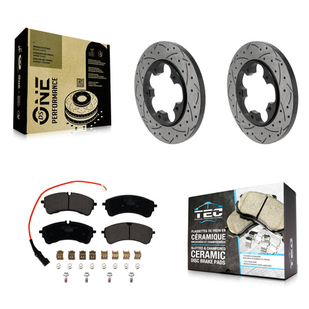 Rear Drill Slot Brake Rotors Ceramic Pad Kit For Ford Transit-250 Transit-150 Transit-350 KDT-102076