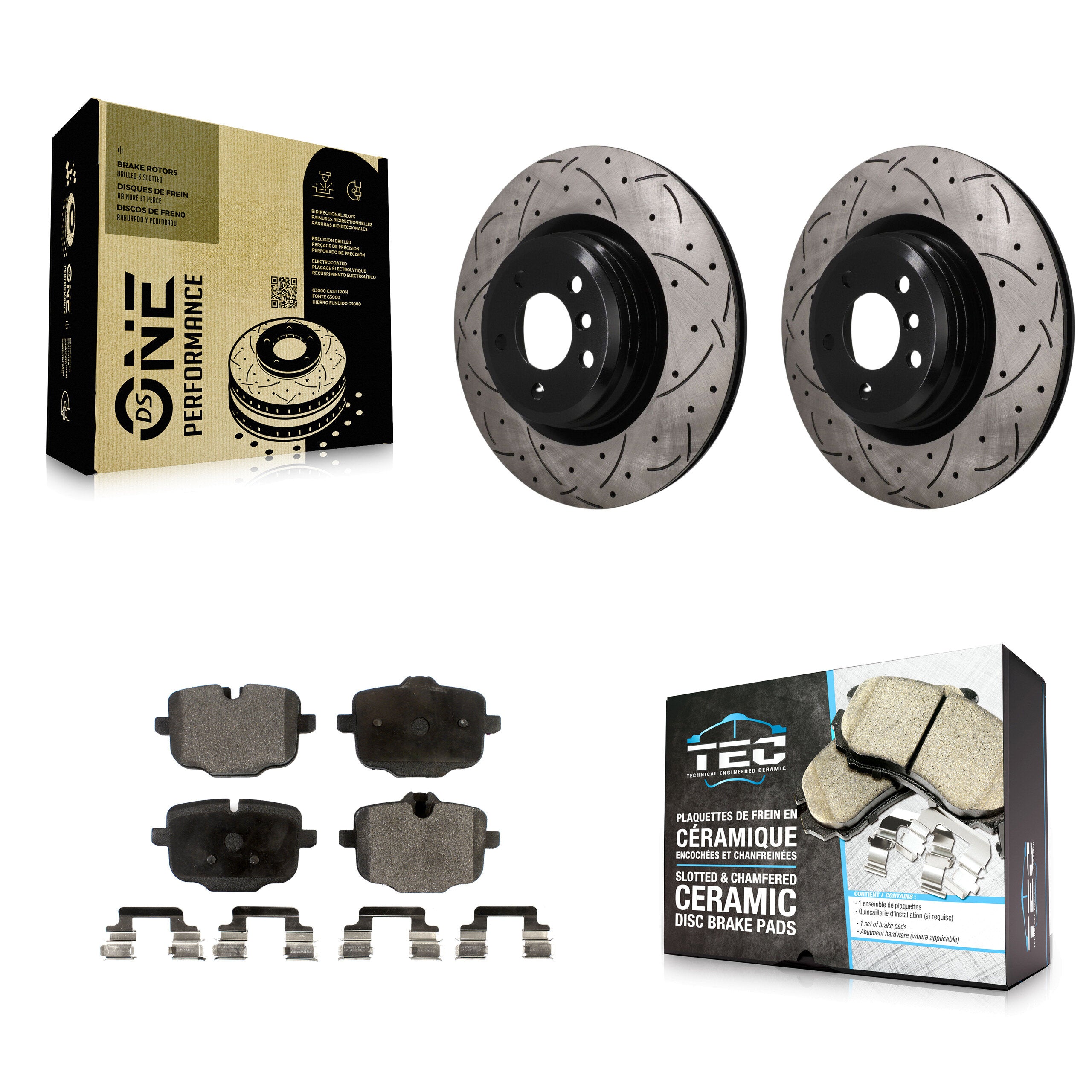 Rear Drill Slot Brake Rotor Ceramic Pad Kit For 2016-2019 BMW Alpina B6 xDrive Gran Coupe KDT-102079