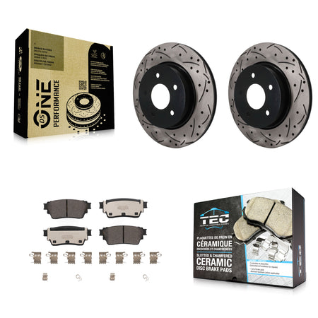 Rear Coated Drilled Slotted Disc Brake Rotors And Ceramic Pads Kit For Nissan Rogue KDT-102082