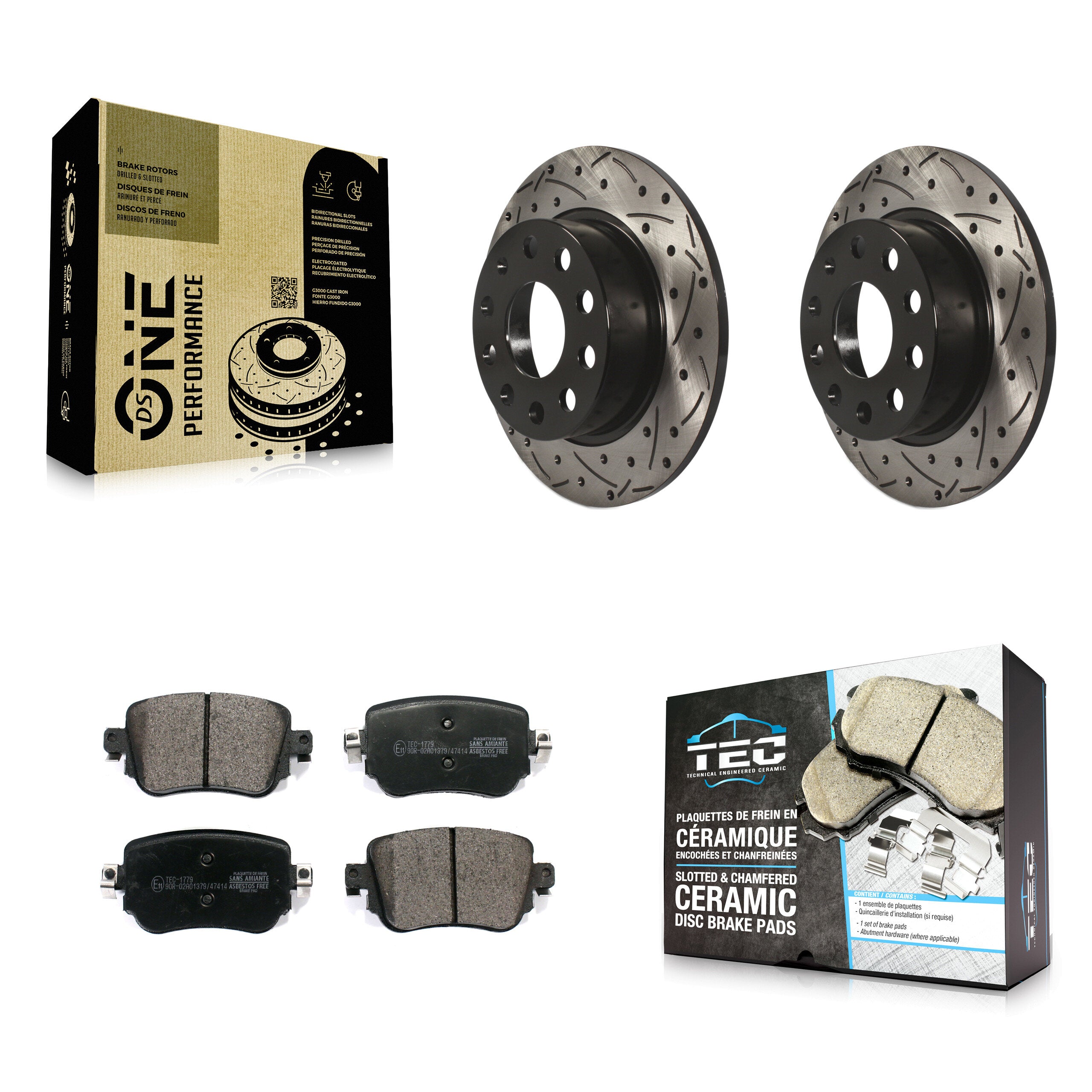 Rear Coat Drill Slot Disc Brake Rotor Ceramic Pad Kit For 2015 Volkswagen Golf SportWagen KDT-102093