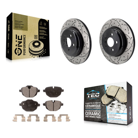 Rear Coated Drilled Slotted Disc Brake Rotors And Ceramic Pads Kit For 2022 BMW X3 2.0L KDT-102157