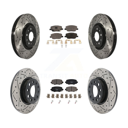 Front Rear Coated Drilled Slotted Disc Brake Rotors And Ceramic Pads Kit For Dodge Hornet KDT-102159