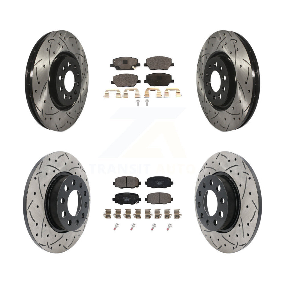 Front Rear Coated Drilled Slotted Disc Brake Rotors And Ceramic Pads Kit For Dodge Hornet KDT-102159