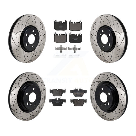Front Rear Coated Drill Slot Disc Brake Rotors Ceramic Pad Kit For Mini Cooper Countryman KDT-102160