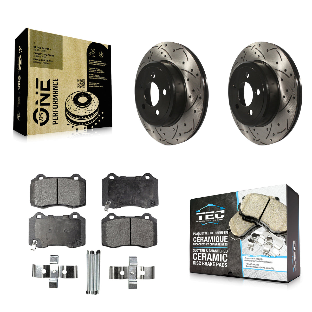 Rear Coat Drill Slot Disc Brake Rotor Ceramic Pad Kit For Chrysler 300 With Brembo Brakes KDT-102165