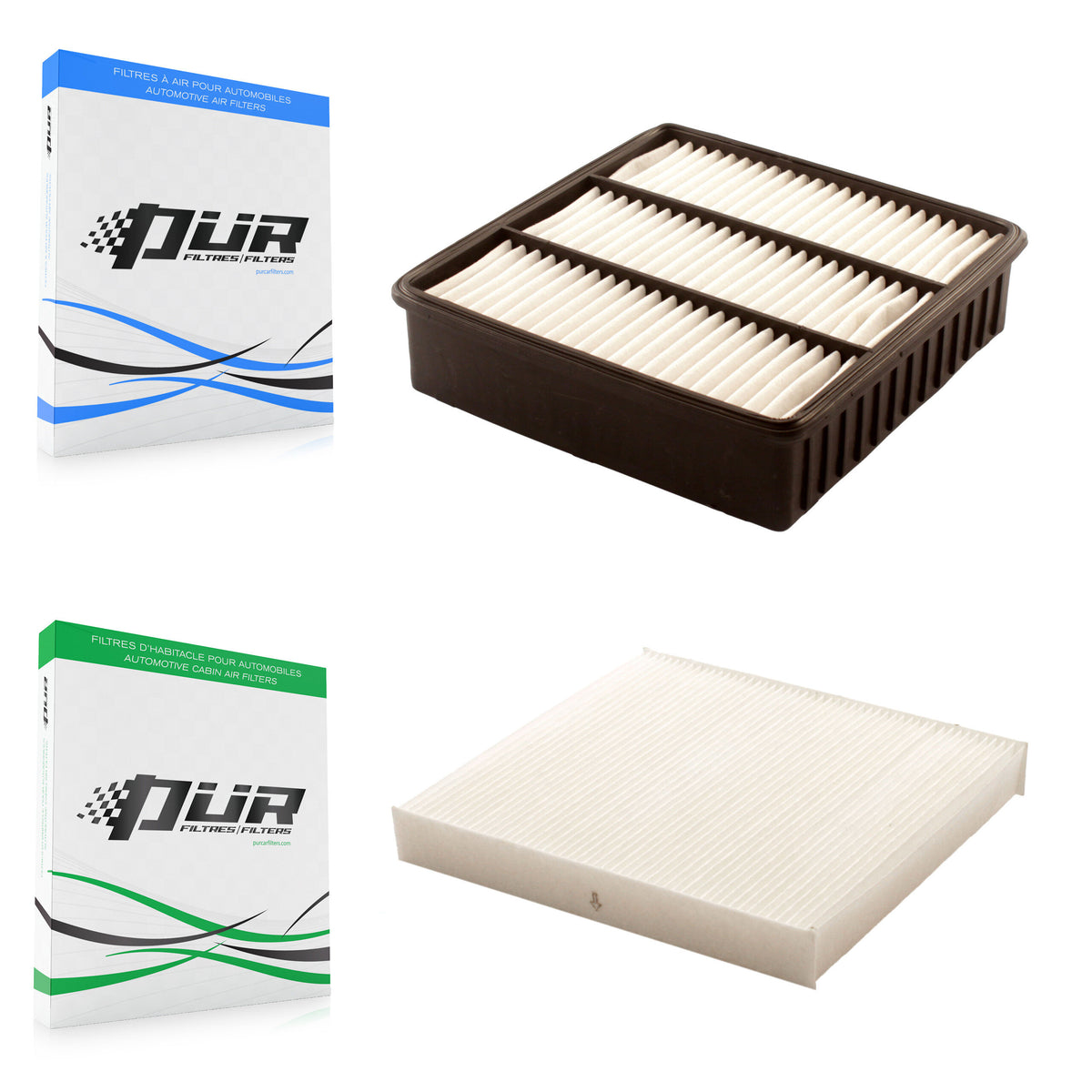 1x Air + 1x Cabin Filter (2 Total) Kit For 11 Mitsubishi Lancer Turbocharged Length 215mm KFL-100227