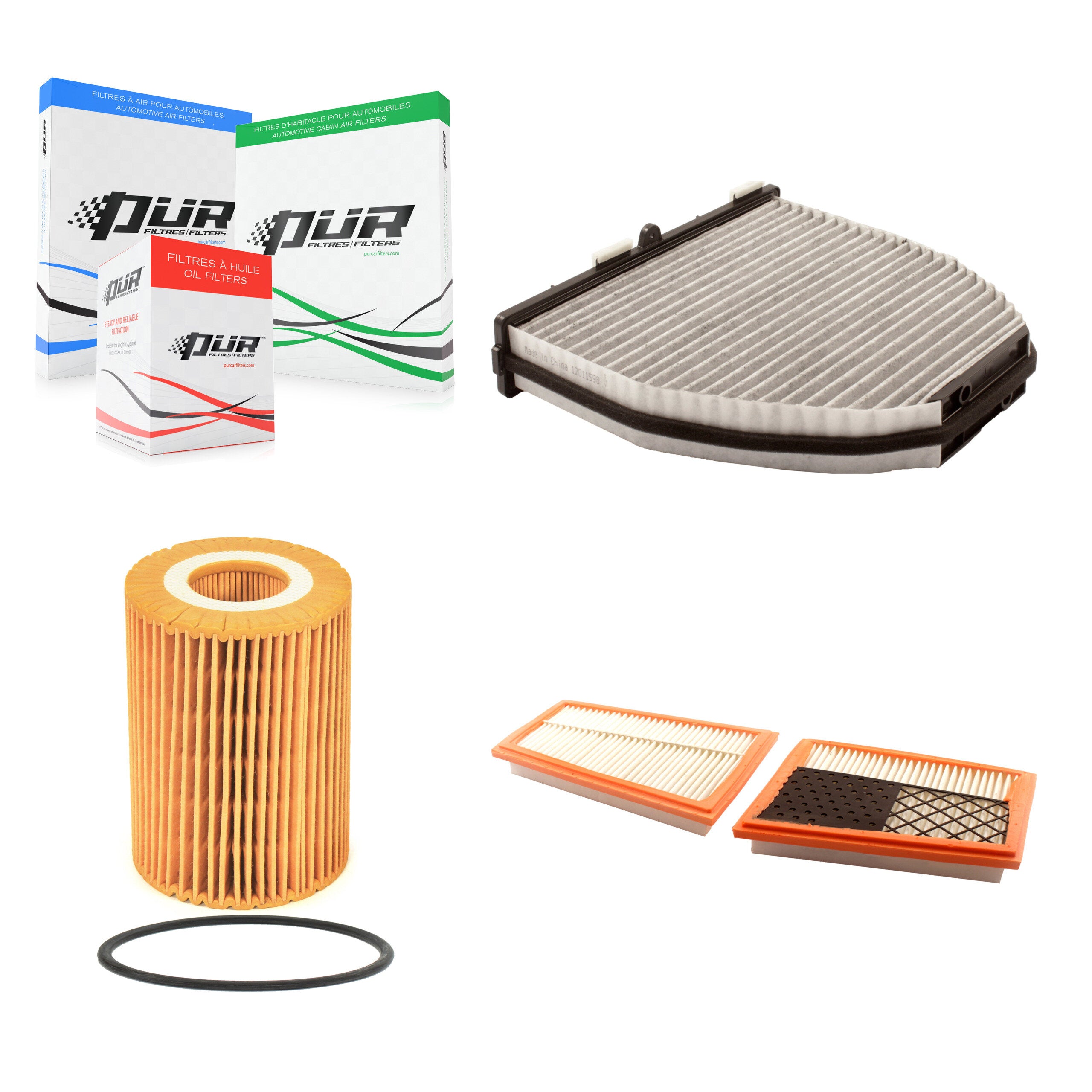 1x Air + 1x Cabin + 1x Engine Cartridge Oil Filter (3 Total) Kit For Mercedes-Benz E350 KFM-100467