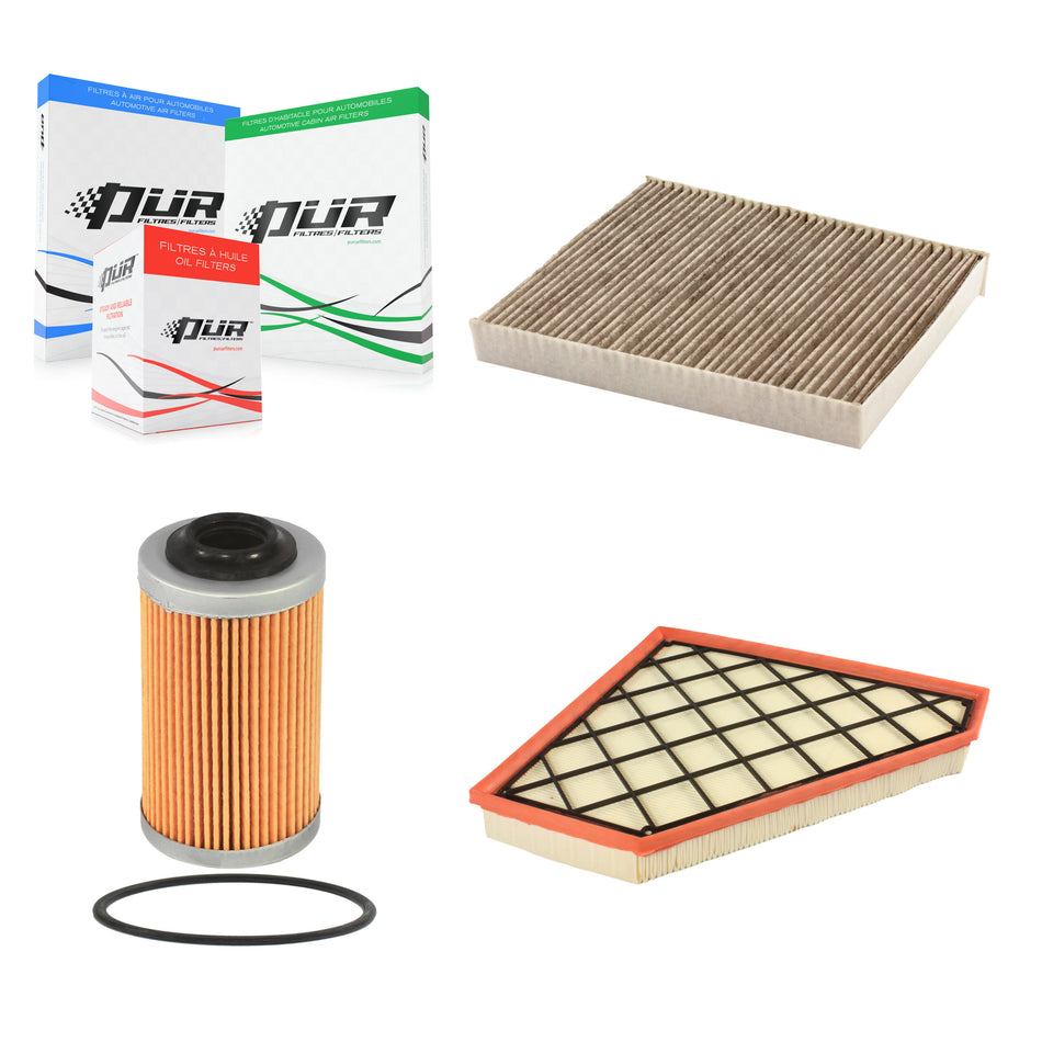 1x Air + 1x Cabin + 1x Engine Cartridge Oil Filter (3 Total) Kit For Cadillac ATS CTS KFM-100479