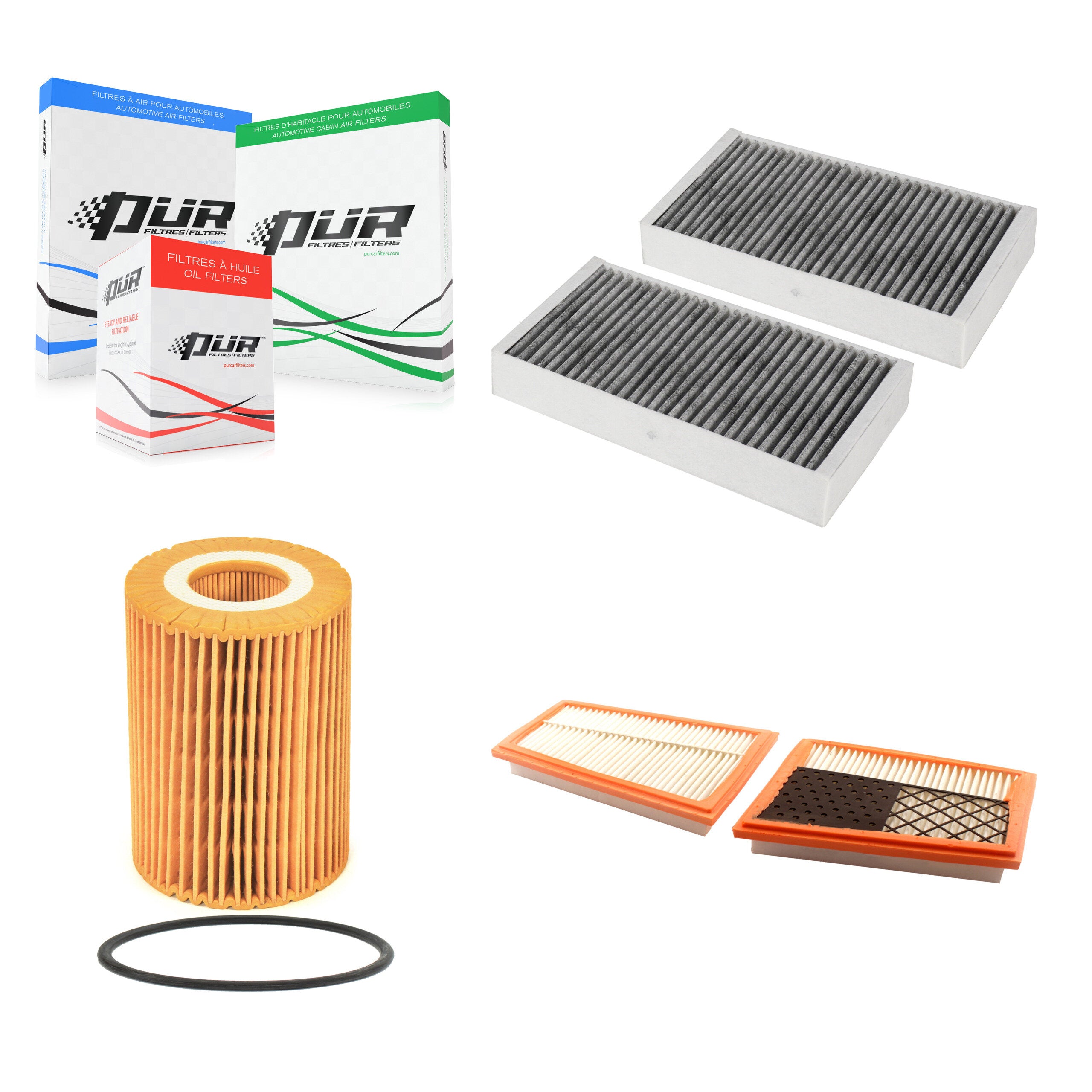1x Air + 1x Cabin + 1x Engine Cartridge Oil Filter (3 Total) Kit For Mercedes-Benz ML350 KFM-100572